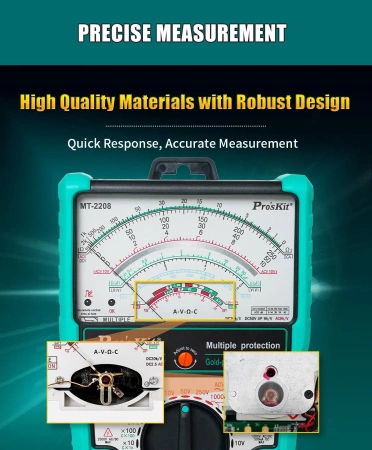 Miernik analogowy uniwersalny, pomiar napięcia do 2500V, MT-2208 Proskit