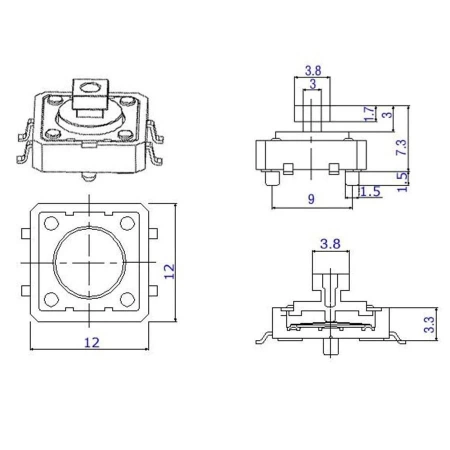 Zestaw przycisków switch 12x12x7.3mm do Arduino, 25szt