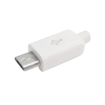 Wtyk micro USB B, do montażu na przewodzie, biały