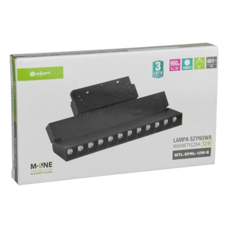 Reflektor szynowy magnetyczny liniowy regulowany 12W 960lm 4000K czarny M-LINE