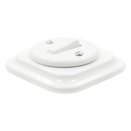 Włącznik dzwonkowy ceramiczny, kwadratowy z ramką, podtynkowy biały Ceramic Loft