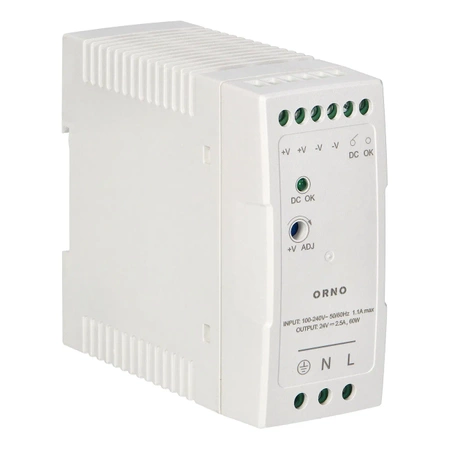Zasilacz na szynę DIN przemysłowy 24VDC 2.5A 60W, ORNO PSU-1663
