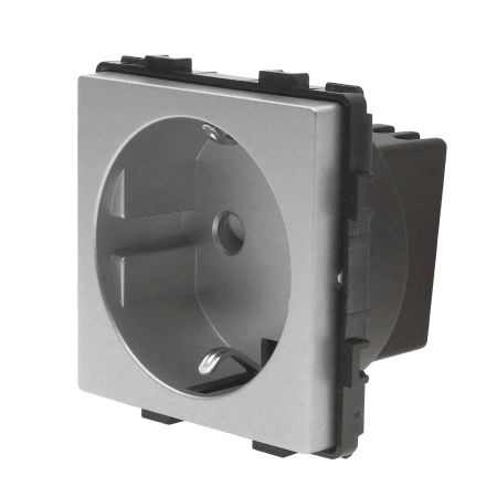 Gniazdo elektryczne pojedyncze Schuko - szklana ramka - szare - Tawoia Glass