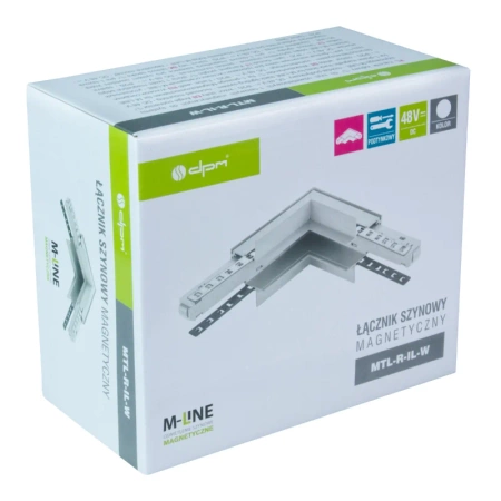 Łącznik kątowy do szyny magnetycznej wewnętrzny podtynkowy biały M-LINE