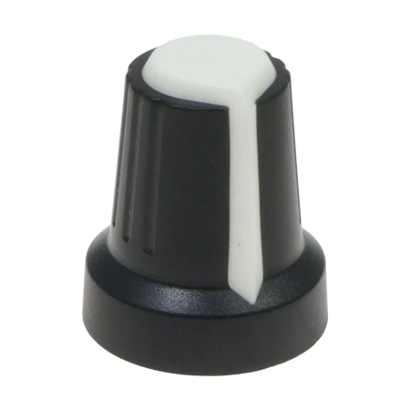 Gałka do potencjometru na oś 6mm - 16x17mm - czarna, biały znacznik