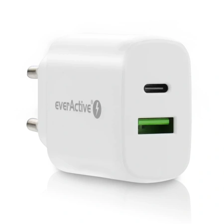 Ładowarka USB, ładowarka sieciowa, szybkie ładowanie QC3.0 + USB-C PD PPS 25W, everActive SC-370Q