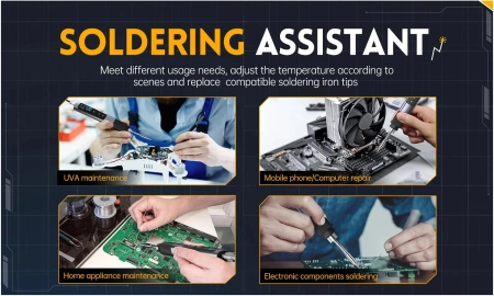 Inteligentna lutownica kolbowa 100W - 6 grotów + zasilacz + akcesoria - FNIRSI® HS-02A w wersji BOX