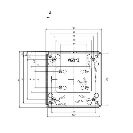 Obudowa uniwersalna wentylowana z panelami bocznymi 100,0 mm × 100,0 mm × 35,3 mm z ABS, kolor biały Z123AWB KRADEX