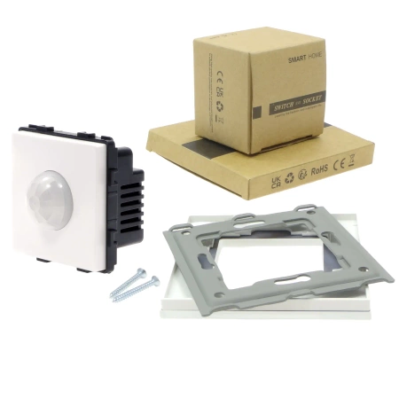 Czujnik ruchu PIR 200W, 60W dla LED - szklana ramka - biały - Tawoia Glass