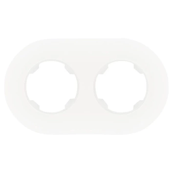 Ramka podwójna do gniazd i łączników, plastikowa, biała, otwór okrągły, seria Soul OVAL