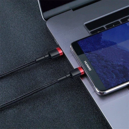 Kabel USB C-C 1m, szybkie ładowanie PD2.0 60W, QC3.0, nylonowy oplot, czarno-czerwony Baseus