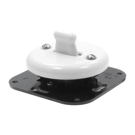 Włącznik światła pojedynczy dwubiegunowy dźwigniowy ceramiczny, okrągły z ramką, podtynkowy biały Ceramic Loft