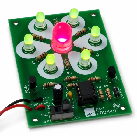 Dwukolorowy kwiatek LED. Zestaw DIY do nauki lutowania AVT EDU643