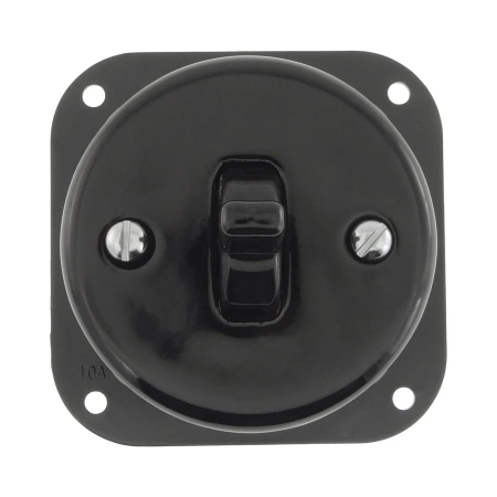 Włącznik światła schodowy kołyskowy ceramiczny, okrągły z ramką, podtynkowy czarny Ceramic Loft