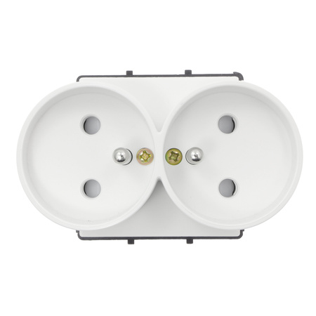 Gniazdo elektryczne podwójne z bolcem - szklana ramka - białe - Tawoia Glass
