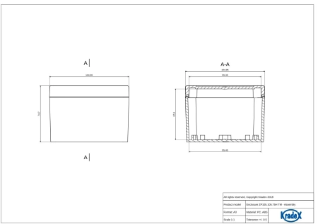 Obudowa hermetyczna ZP105.105.75JH, 105 × 105 × 74,7 mm, ABS, jasnoszara, Kradex