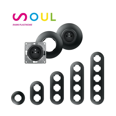 Ramka pięciokrotna, plastikowa, owalna, czarna, Soul/Oval