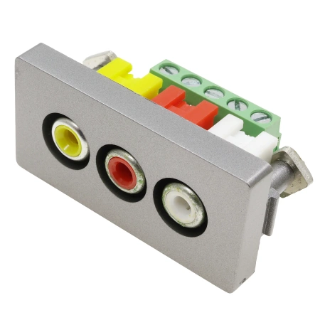 Moduł 1/2 - 3 gniazda RCA Audio&Video - szary - kompatybilny z ramkami Tawoia Glass