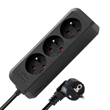 Przedłużacz listwowy ECOLINE, dł. 3m, czarny, 3 gniazdka, bez włącznika, Brennenstuhl