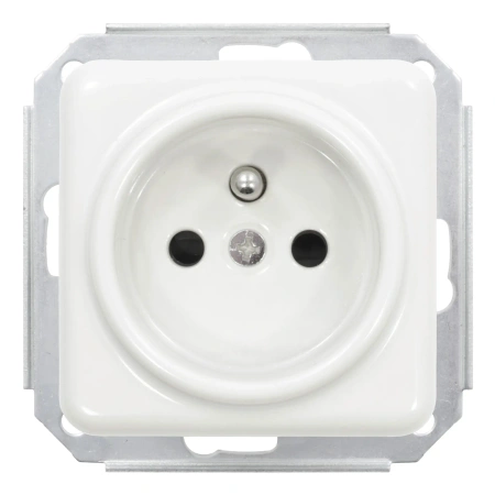 2x Gniazdo elektryczne kwadratowe z ramką podwójną, białe, montaż podtynkowy, Ceramic Loft