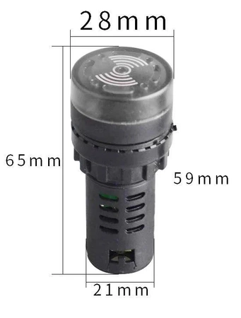 Kontrolka LED z buzerem czerwona - AD16-22SM - lampka sygnalizacyjna