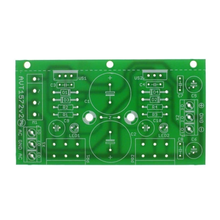 Symetryczny zasilacz regulowany 1.25V - 25V 1.5A, PCB do projektu AVT1572