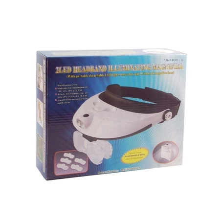 Lupa nagłowna LED MG81001-G, 2LED, 5 wymiennych szkieł