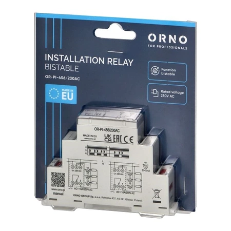 Przekaźnik instalacyjny bistabilny 230VAC, 16A, OR-PI-456/230AC
