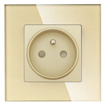 Gniazdo elektryczne pojedyncze z bolcem - szklana ramka - złote - Tawoia Glass