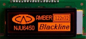 Wyświetlacz LCD graficzny 122x32, kontroler NJU6450A, podświetlenie bursztynowe, AG-122032G-DIA A/KK-E6
