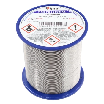 Cyna lutownicza z topnikiem SW26 - 0.7mm - spoiwo Sn60Pb40 Cynel 500g