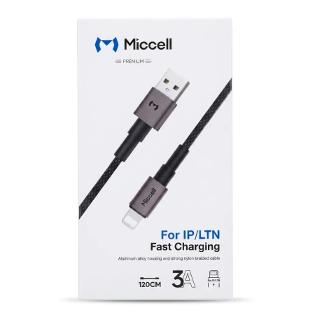 Kabel USB-A - Lightning, 3 A, 1,2 m, czarny, Miccell, VQ-D34
