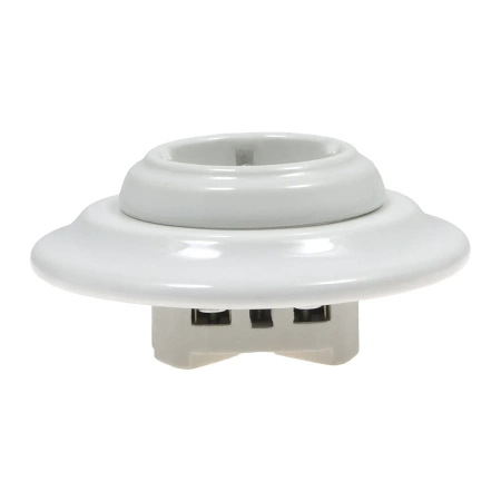 Gniazdo elektryczne Schuko ceramiczne okrągłe z ramką, montaż podtynkowy, kolor biały Ceramic Loft