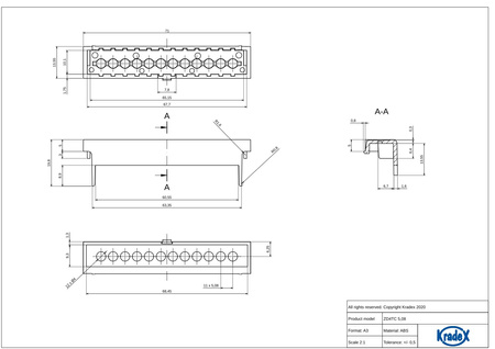 Maskownica pod gniazda ZD4TC5.08J ABS V0: 4 sztuki (ZD1004,ZD1008,ZD1012)