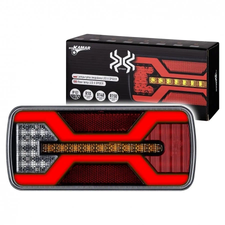 Lampa tylna LED do przyczepy, X-SPIDER 1, 5 funkcji: pozycyjne, kierunkowskaz, cofania, stop, odblask, L2425