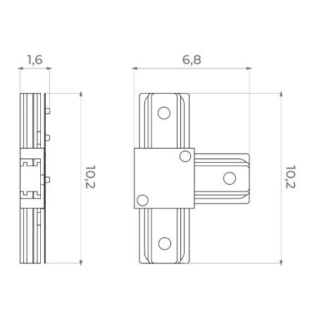 Złączka typu T do szyny, czarna