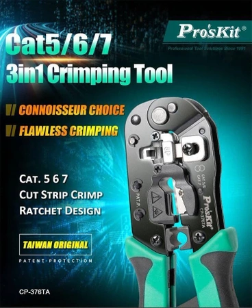 Zaciskarka RJ45 do wtyków 8 pin kat.5/6/7, Proskit CP-376TA