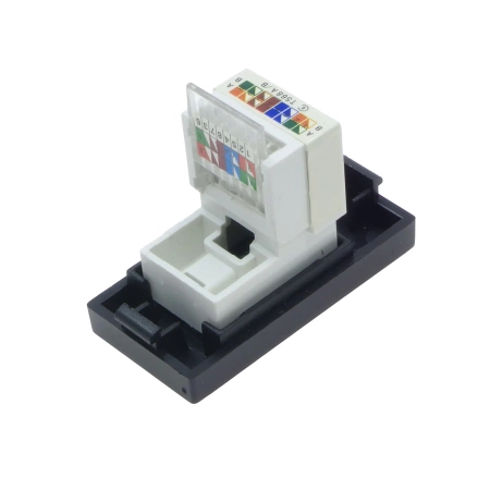 Moduł 1/2 - gniazdo RJ45 Ethernet Cat6 - czarny - kompatybilny z ramkami Tawoia Glass