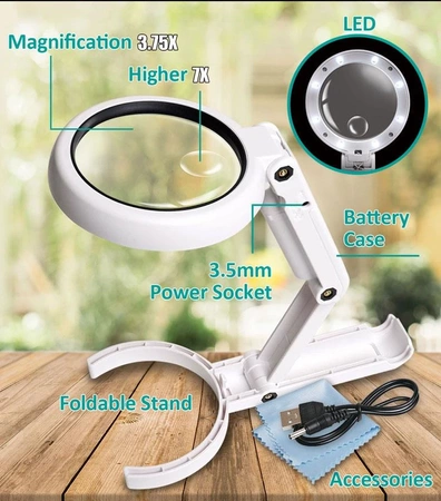 Lupa z podświetlaniem LED, 2-funkcyjna, 3.75/5.5x MA-025 Proskit