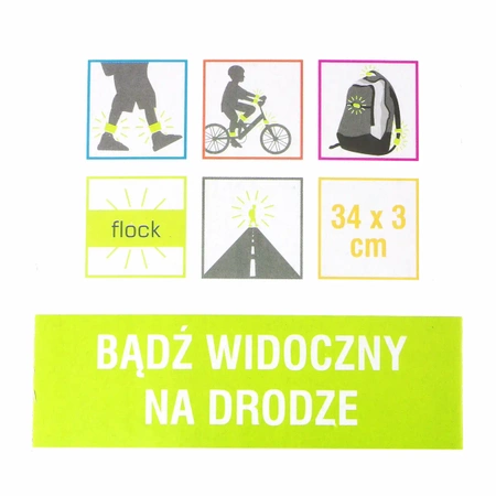 Opaska odblaskowa samozaciskowa 34 cm, żółta, na rękę i nogawkę