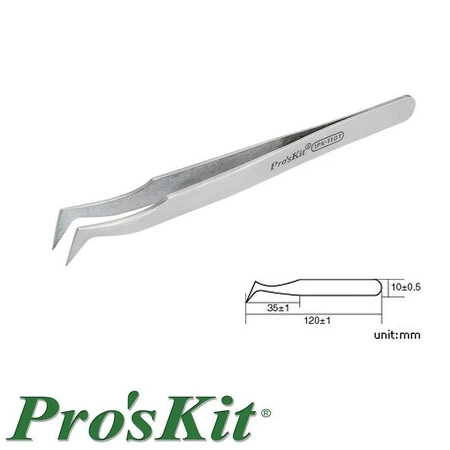 Pęseta antymagnetyczna zagięta 120mm, Proskit 1PK-110T