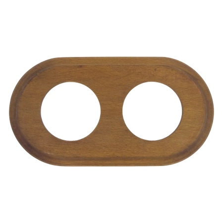 Gniazdo TV/SAT + Gniazdo elektryczne okrągłe białe z ramką podwójną ciemne drewno, montaż podtynkowy, Ceramic Loft