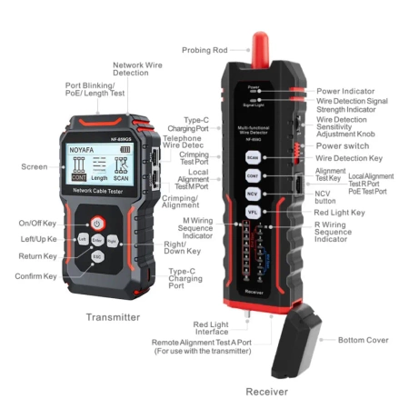 Tester sieci ethernet LAN CAT6 PoE szukacz par przewodów NOYAFA NF-859GS