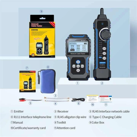 Profesjonalny tester kabli sieciowych, Tester LAN Noyafa NF-8209 PRO