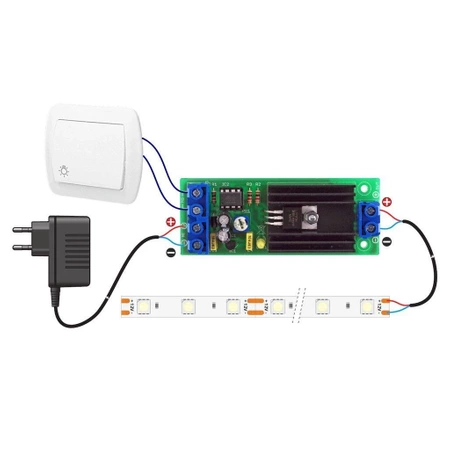 Sterownik płynnego rozjaśniania i wygaszania oświetlenia LED sterowany włącznikiem - zlutowany KIT AVT 5788