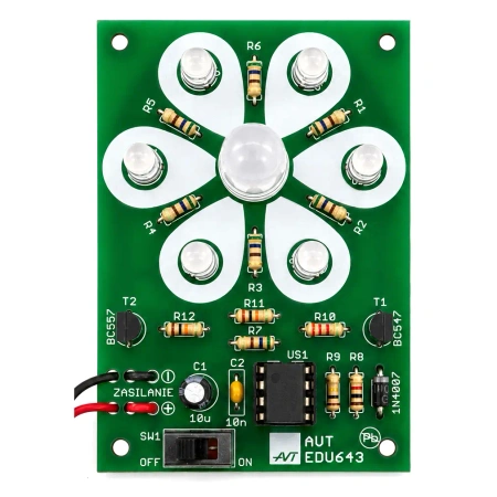 Dwukolorowy kwiatek LED. Zestaw DIY do nauki lutowania AVT EDU643