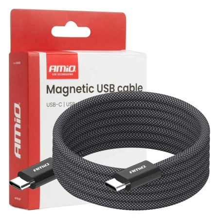 Kabel USB-C - USB-C, 60 W, 1 m, magnetyczny, AMiO