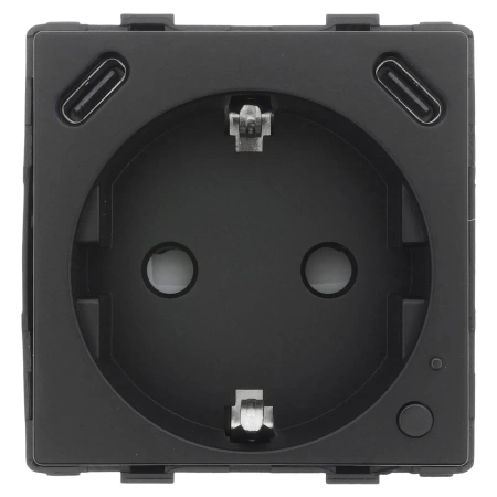 Gniazdko pojedyncze Schuko, 2x USB-C 20W - watomierz - ZigBee - szklana ramka - czarny - Tawoia Glass