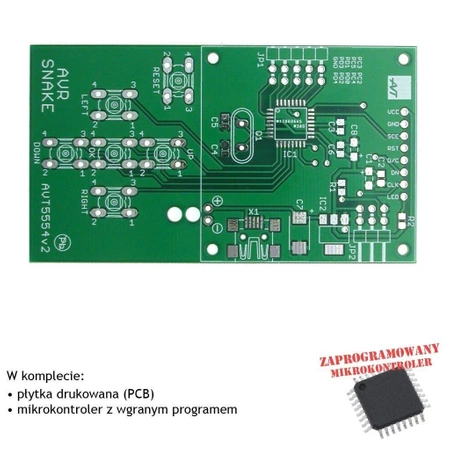 Gra elektroniczna SNAKE AVR - PCB i mikroprocesor do projektu AVT 5554