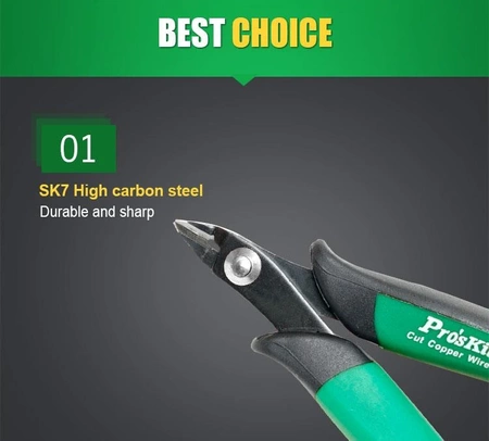 Szczypce cążki tnące boczne precyzyjne, Cu 1.3mm, 135mm, Proskit PM-101D